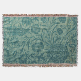 art nouveau,teal,William Morris stil, blommigt,chi Filt