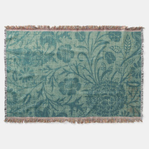 art nouveau,teal,William Morris stil, blommigt,chi Filt