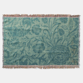 art nouveau,teal,William Morris stil, blommigt,chi Filt