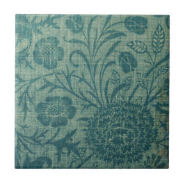 art nouveau,teal,William Morris stil, blommigt,chi Kakelplatta