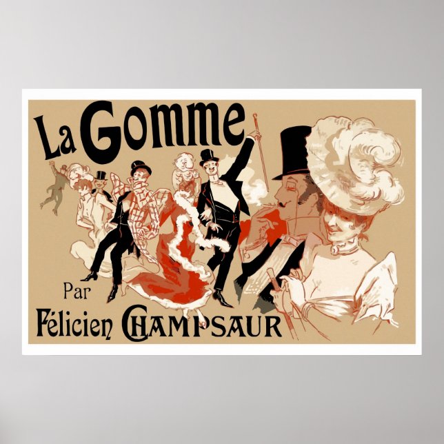 Art nouveau teaterspel och La Gomme Poster (Framsidan)