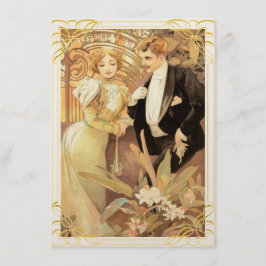 Art nouveau tegel och groom inbjudningar