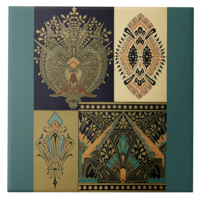 Art nouveau Textilier mönster Christopher dresser Kakelplatta (Framsidan)