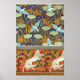 Art nouveau textilkungsfiskhäst Verneuil Poster