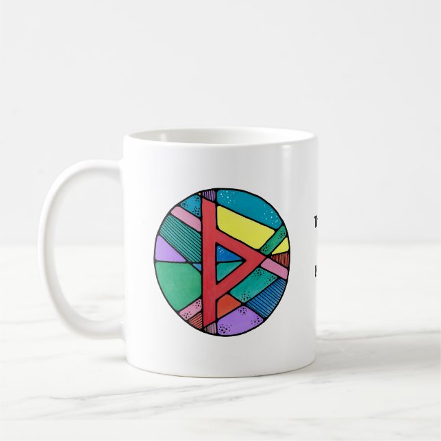 Art Nouveau Thurisaz Run-mugg – FÖRSVAR! Kaffemugg (Vänster)