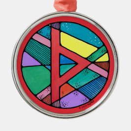 Art nouveau Thurisaz Rune of Defence Julgransprydnad Metall