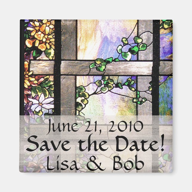 Art nouveau Tiffany Stached Glass Flowers Blommigt Magnet (Framsidan)