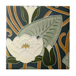 Art nouveau Tiles - White Vatten Lily Blommar Kakelplatta