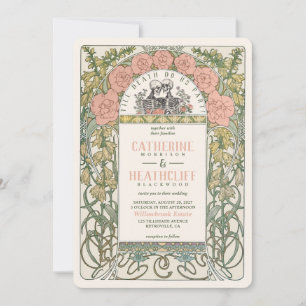 Art nouveau till Döden gör oss del Bröllop Inbjudningar