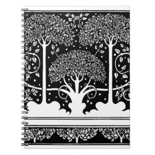 Art nouveau Träd Beardsley Mönster Anteckningsbok