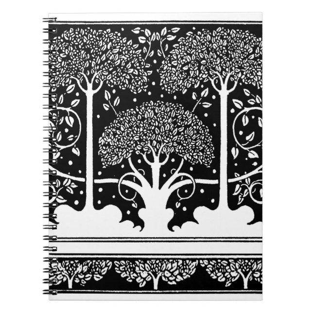 Art nouveau Träd Beardsley Mönster Anteckningsbok (Framsidan)