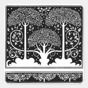 Art nouveau Träd Beardsley Mönster Fyrkantigt Klistermärke