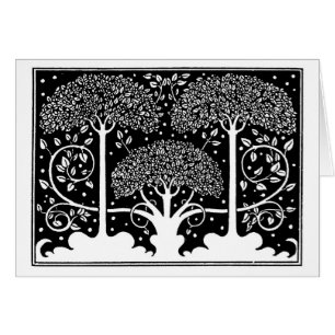 Art nouveau Träd Beardsley Mönster Hälsningskort