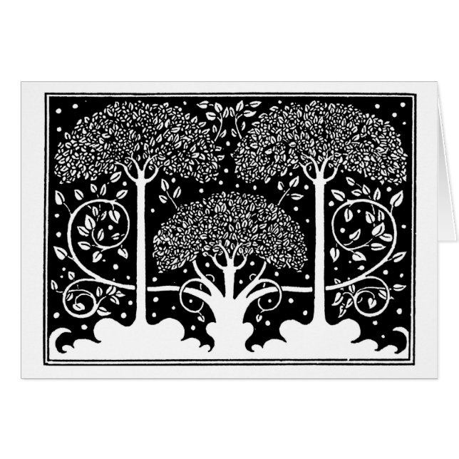 Art nouveau Träd Beardsley Mönster Hälsningskort (Framsidan Horizontal)