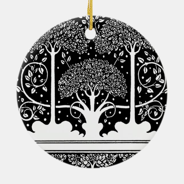 Art nouveau Träd Beardsley Mönster Julgransprydnad Keramik (Baksidan)