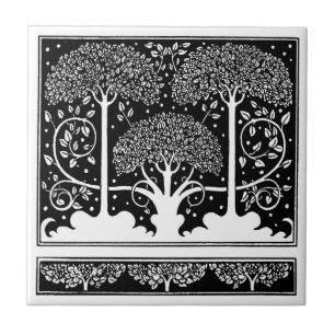 Art nouveau Träd Beardsley Mönster Kakelplatta