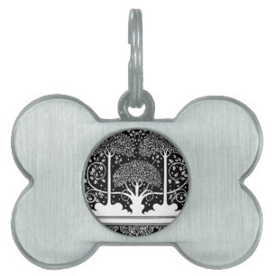 Art nouveau Träd Beardsley Mönster Namnbricka Husdjur