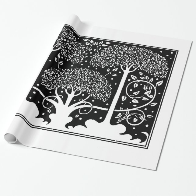 Art nouveau Träd Beardsley Mönster Presentpapper (Utrullad)