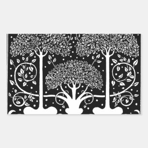 Art nouveau Träd Beardsley Mönster Rektangulärt Klistermärke