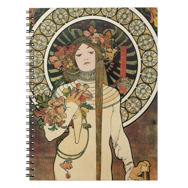 Art nouveau Trappistine Mucha Art Anteckningsbok (Framsidan)