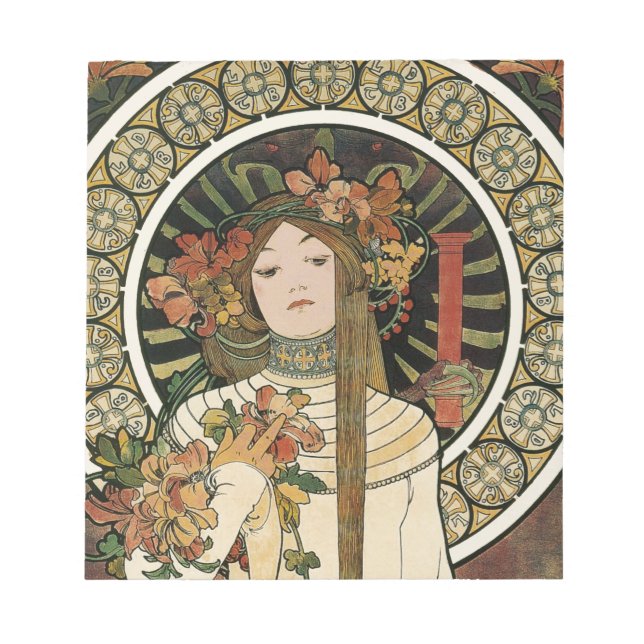 Art Nouveau Trappistine Mucha Konst Anteckningsblock (Framsida)