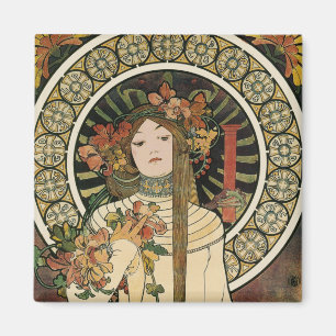 Art Nouveau Trappistine Mucha konst Magnet