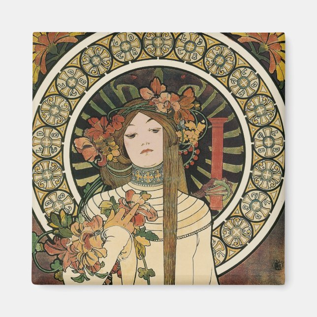 Art Nouveau Trappistine Mucha konst Magnet (Framsidan)