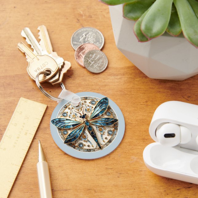 Art Nouveau Trollslända Safirer Elegant Guld   Nyckelring (Skrivbord)