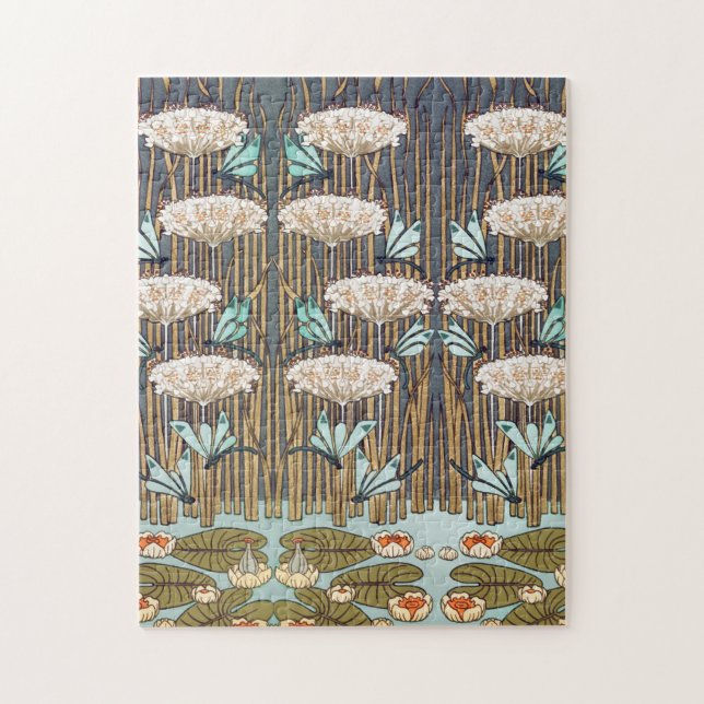 Art Nouveau Trollsländor Näckrosor Sumpmark Pussel (Vertikal)