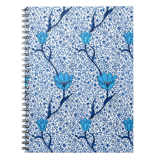 Art nouveau Tulip Damask, Cobalt Blue Anteckningsbok (Framsidan)