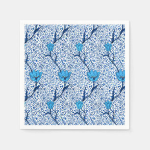 Art nouveau Tulip Damask, Cobalt Blue Pappersservett