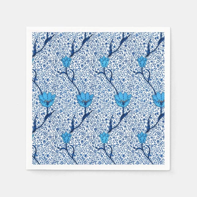 Art nouveau Tulip Damask, Cobalt Blue Pappersservett (Framsidan)
