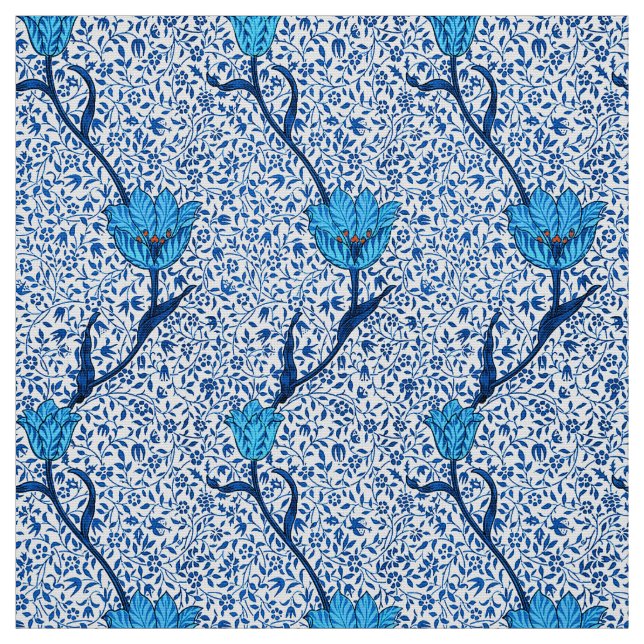 Art nouveau Tulip Damask, Cobalt Blue Tyg (Provkarta)