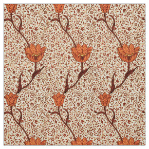 Art nouveau Tulip Damask, Coral och Beige Tyg