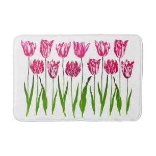 art nouveau Tulip Damask, Coral Orange och Beige B Badrumsmatta