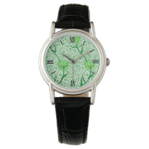 Art nouveau Tulip Damask, Emerald Grönt Armbandsur