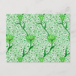 art nouveau Tulip Damask, Emerald Grönt Vykort