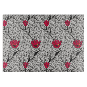 Art nouveau Tulip Damask, Grått och rött