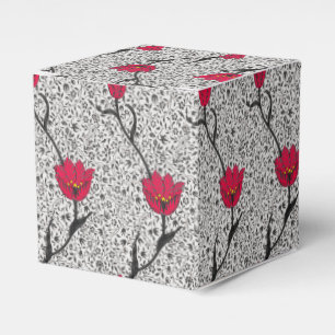 Art nouveau Tulip Damask, Grått och rött Presentaskar