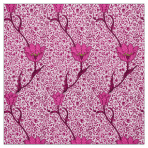 Art nouveau Tulip Damask, Vin & Fuchsia Rosa Tyg