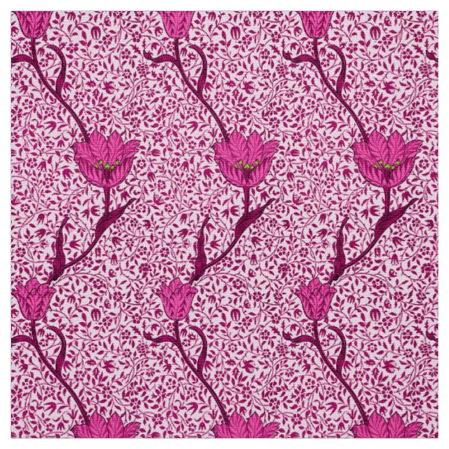 Art nouveau Tulip Damask, Vin & Fuchsia Rosa Tyg (Provkarta)