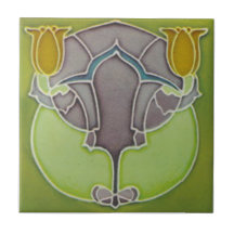 Art nouveau Tulips Faux tubeline Reproduction