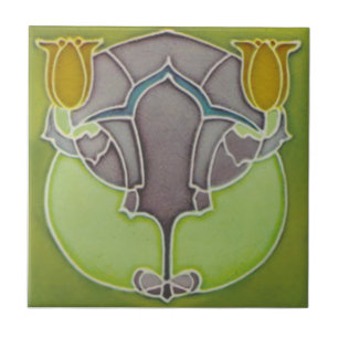 Art nouveau Tulips Faux tubeline Reproduction Kakelplatta