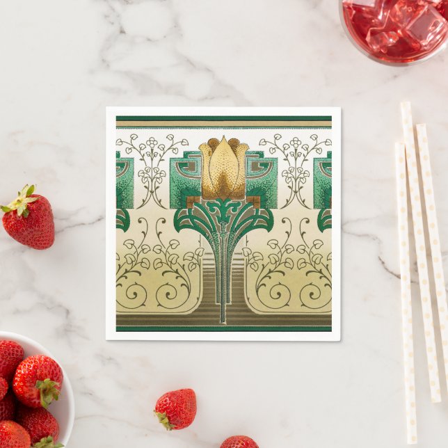 Art nouveau Tulips Motif Standard Middag Pappersservett (Insitu)