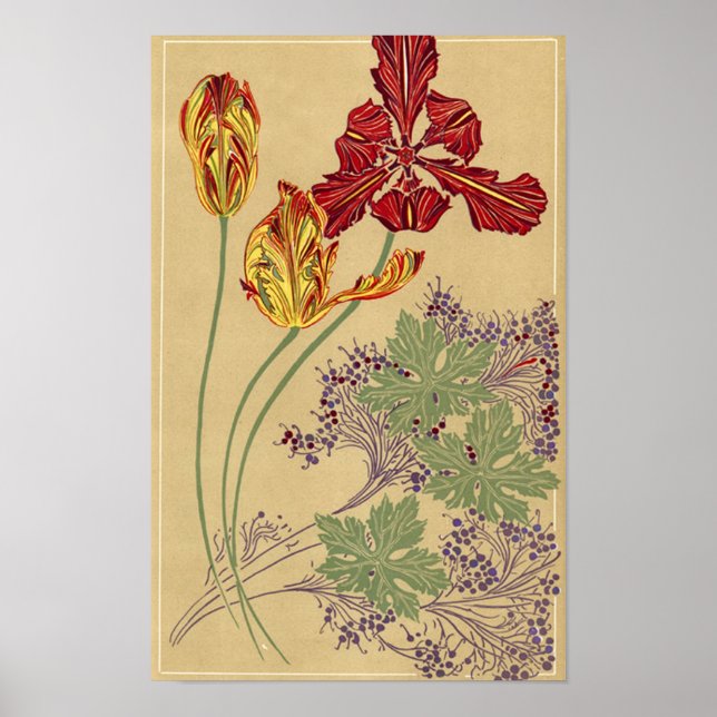 Art nouveau Tulips Poster (Framsidan)