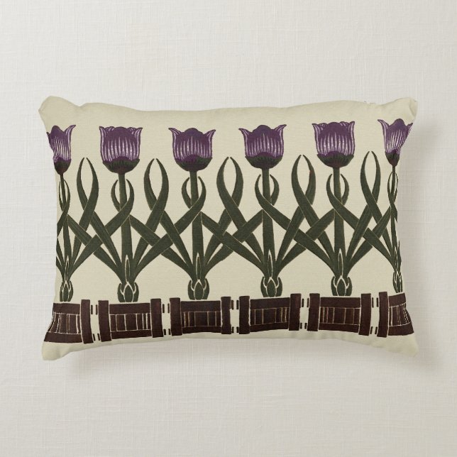 Art nouveau Tulips Prydnadskudde (Framsidan)