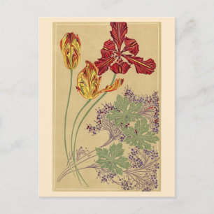 art nouveau Tulips Vykort