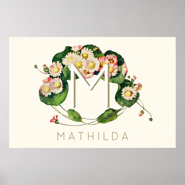 Art Nouveau Tusenskönor Krans Monogram för Persona Poster (Framsidan)