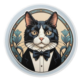 Art nouveau Tuxedo Cat Knopp