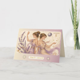 Art Nouveau Tvillingarna Zodiak Välkomstkort Tack Kort